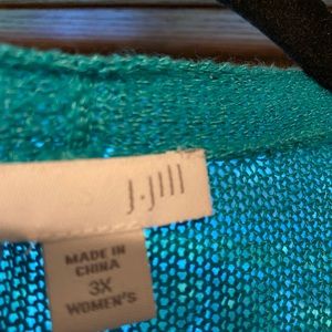 j jill cotton long cardigan in teal